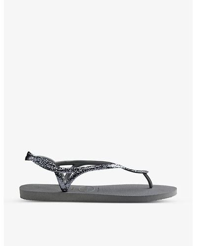 Havaianas Luna Premium Ii Glitter-strap Rubber Sandals - Gray