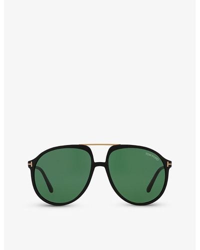 Tom Ford Tr001780 Pilot-frame Acetate Sunglasses - Green