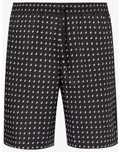 Emporio Armani Drawstring-waist Printed Woven Shorts - Grey