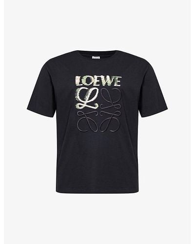 Loewe Brand-embroidered Relaxed-fit Cotton-jersey T-shirt - Black
