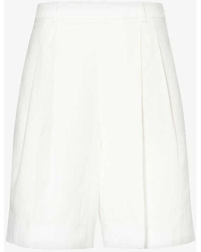 Polo Ralph Lauren Pleated Straight-leg Linen Shorts - White