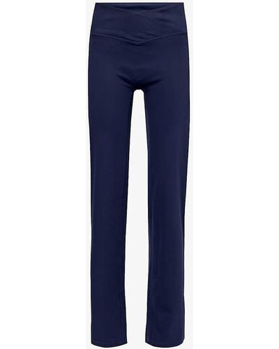 ADANOLA Ultimate Wrap-over High-rise Stretch-recycled Polyester Trousers - Blue