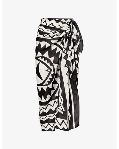 Eres Magique Geometric-pattern Cotton And Silk-blend Sarong - White