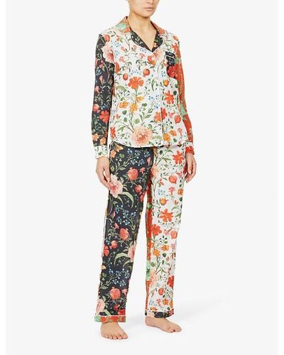 Desmond & Dempsey Persephone Floral-print Organic Cotton Pyjama Set X - Multicolour
