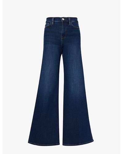 FRAME Le Palazzo Wide-leg High-rise Stretch-woven Jeans - Blue
