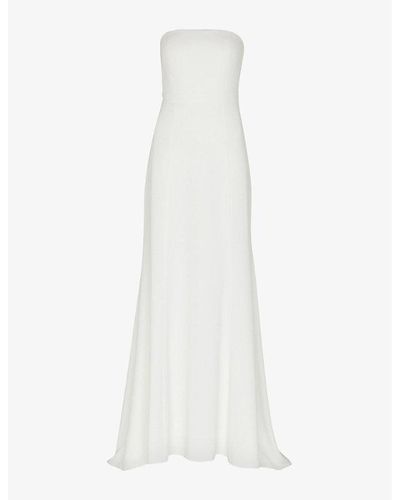 Whistles Ellis Bow-detail Strapless Woven Wedding Dress - White