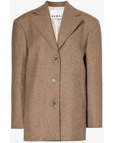REMAIN Birger Christensen Single-breasted Boxy-fit Wool-blend Jacket - Brown