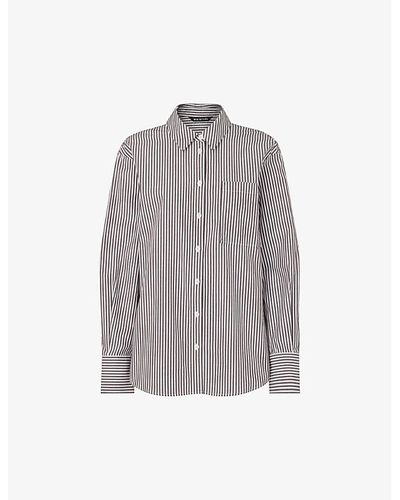 Whistles Striped Relaxed-fit Cotton Shirt - Gray