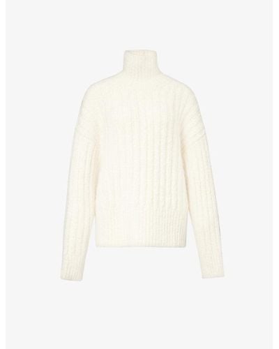 Lauren Manoogian Funnel-neck Ribbed Alpaca Wool And Silk-blend Knitted Sweater - White