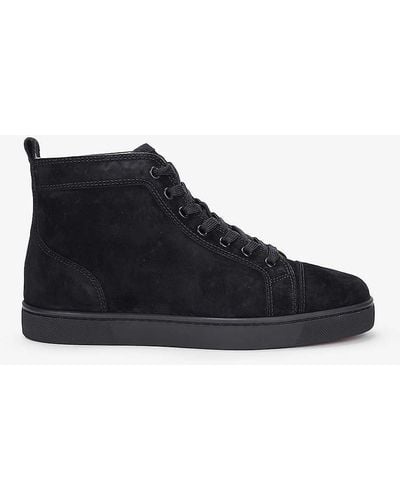 Christian Louboutin Louis Flat Suede High-top Trainers - Black