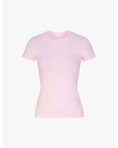 Skims New Vintage Short-sleeve Stretch-cotton T-shirt - Pink