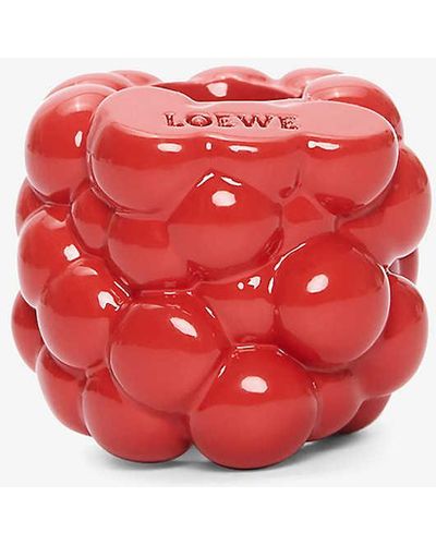 Loewe Raspberry Dice Brass And Enamel Bag Charm - Red