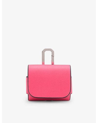 AllSaints Logo-debossed Leather Airpod Case - Pink
