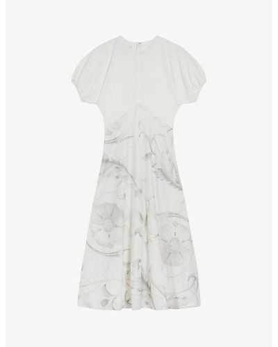 Ted Baker Magylee Floral-print Stretch-woven Midi Dress - White