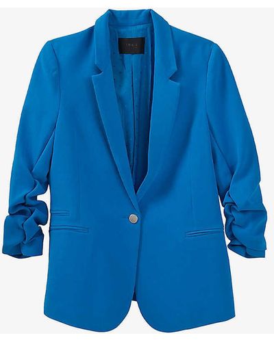 IKKS Hyacinth Gathered-sleeve Woven Blazer - Blue
