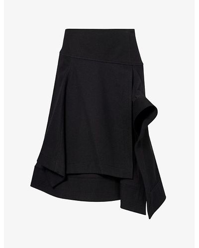 3.1 Phillip Lim Double-layer Regular-fit Cotton Midi Skirt - Black