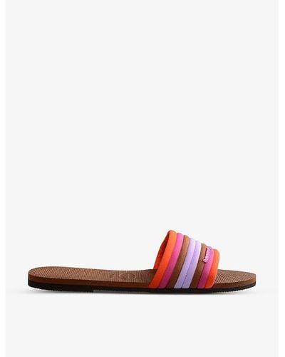 Havaianas You Malta Striped Woven Sandals - Red