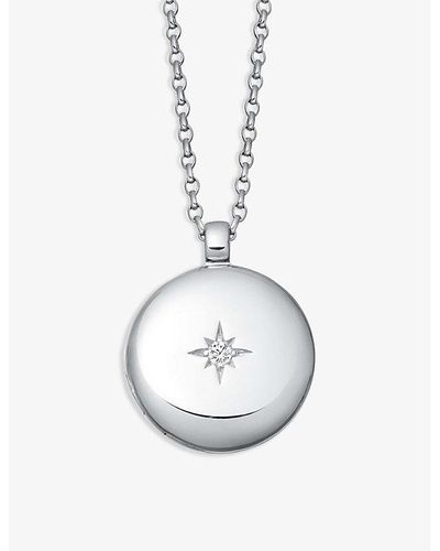 Astley Clarke White Sapphire And Sterling Silver Locket Necklace - Metallic