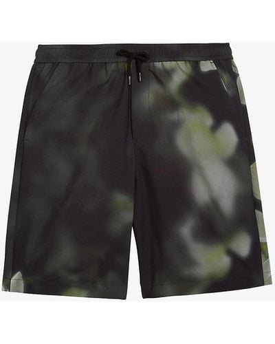 Ted Baker Caol Graphic Floral-print Cotton Shorts - Black