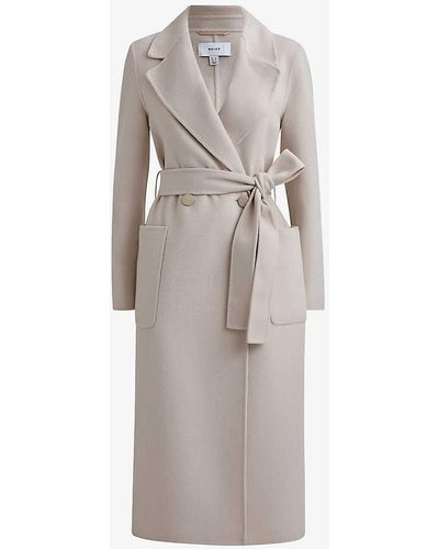 Reiss Lucia Double-breasted Wool-blend Coat - Grey