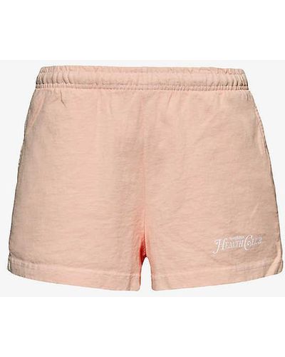 Sporty & Rich Rizzoli Branded Cotton-jersey Shorts - Pink