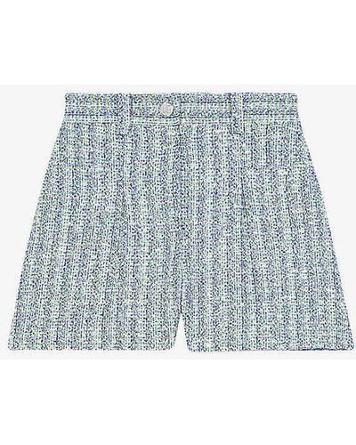 Maje Patch-pocket Regular-fit Tweed Shorts - Blue