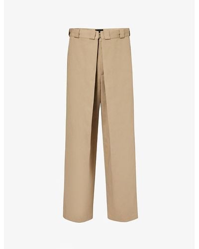 Givenchy Pleated Slip-pocket Mid-rise Wide-leg Woven Pants - Natural