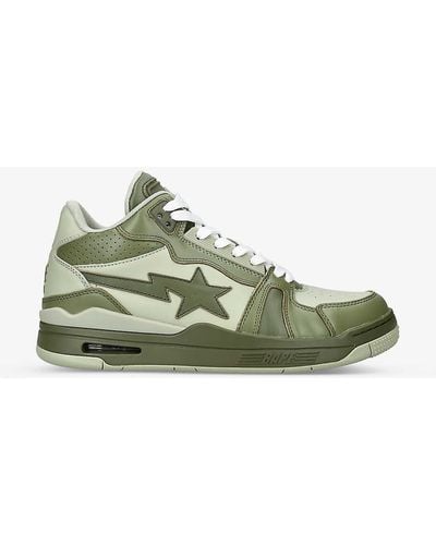 A Bathing Ape Bape Sta M1 Leather Mid-top Trainers - Green