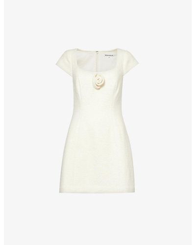 Reformation Zada Rose-embellished Woven Mini Dress - White