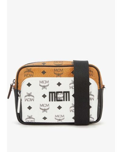 MCM Klassik Brand-print Coated-canvas Cross-body Bag - White
