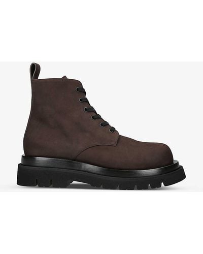 Bottega Veneta Lug Chunky-sole Leather Ankle Boots - Brown
