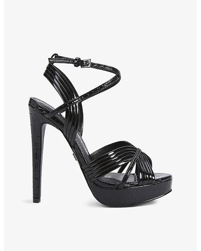 KG by Kurt Geiger Sammy2 Vegan Strappy Faux-leather Heeled Sandals - Black