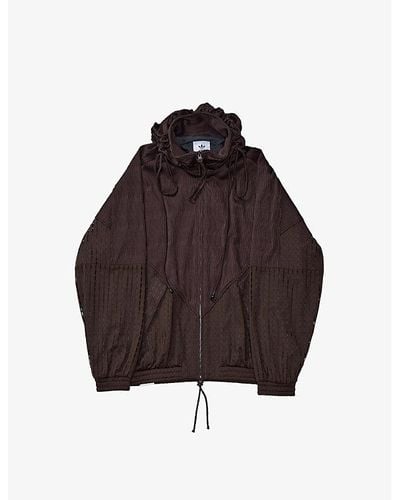 Song For The Mute X Adidas Brand-patch Relaxed-fit Stretch Recycled Polyester-blend Jacket X - Brown