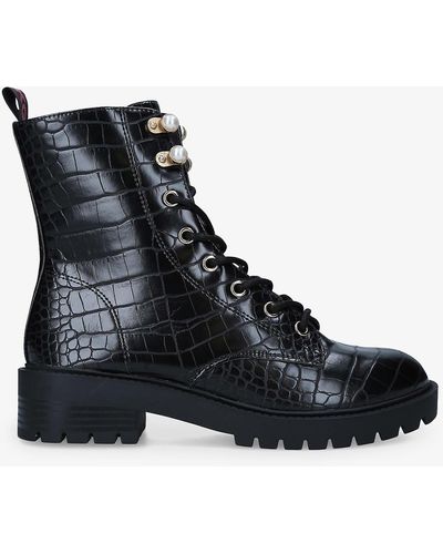 KG by Kurt Geiger Tilly3 Mock-croc Faux-leather Ankle Boots - Black
