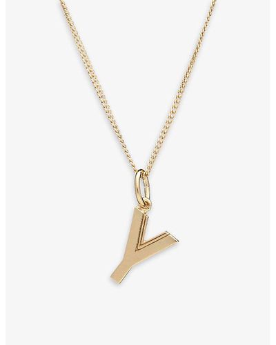 Rachel Jackson Art Deco Y Initial 22ct Yellow Gold-plated Sterling Silver Necklace - Metallic