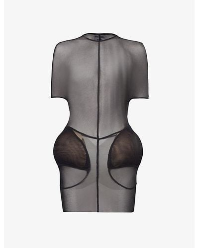 Jean Paul Gaultier X Shayne Oliver Padded Mesh Mini Dress - Grey
