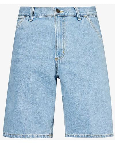 Carhartt High-rise Branded-patch Denim Shorts - Blue