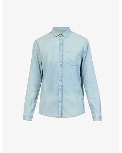 IKKS Patch-pocket Faded-wash Regular-fit Denim Shirt Xx - Blue
