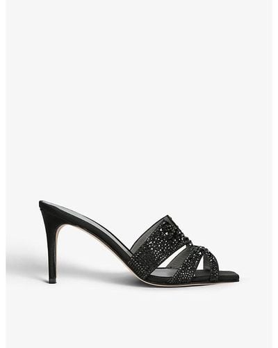 Gina Opera Crystal-embellished Leather Heeled Sandals - Black
