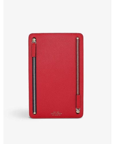 Smythson Panama Multi Zip Leather Currency Case - Red