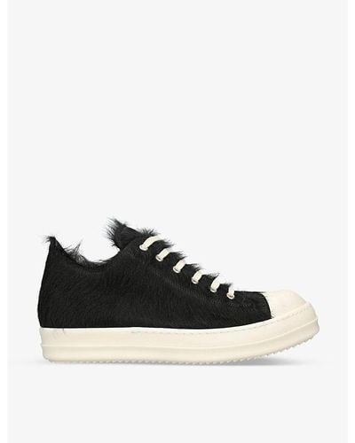 Rick Owens Serrated-sole Leather Low-top Sneakers - Black