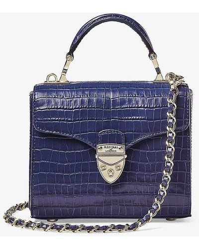 Aspinal of London Mayfair Mini Croc-embossed Leather Top-handle Bag - Blue