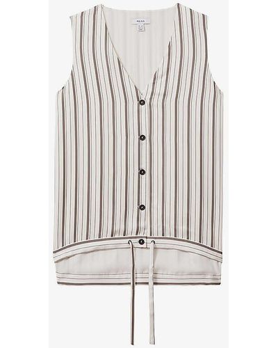 Reiss Francie Stripe-pattern Woven Waistcoat - White