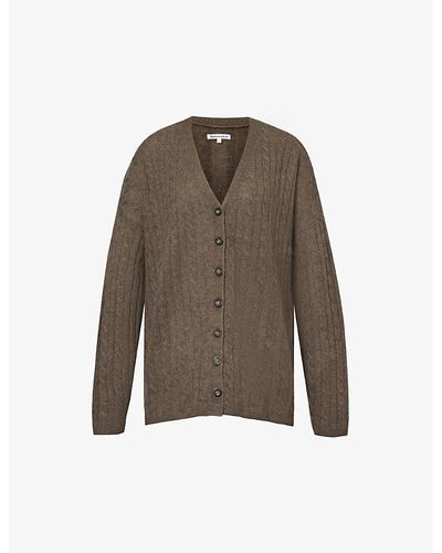 Reformation Giusta Cable-knit Recycled-cashmere Blend Cardigan - Brown