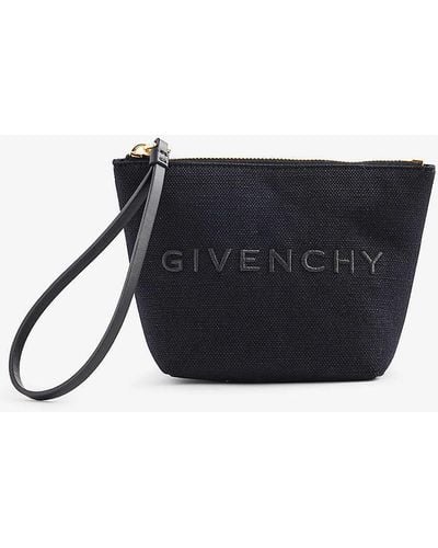 Givenchy Brand-embroidered Cotton-blend Pouch - Black