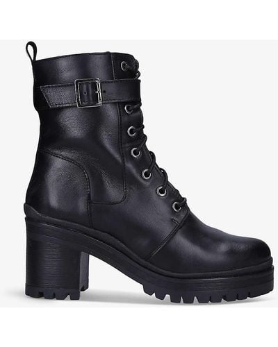 Carvela Kurt Geiger Secure 2 Lace-up Heeled Leather Ankle Boots - Black