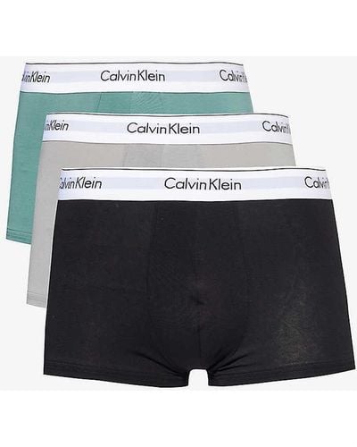 Calvin Klein Logo-waistband Pack Of Three Stretch-cotton Trunks - White