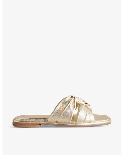 Ted Baker Ashiyu Knotted Metallic-leather Sandals - Natural