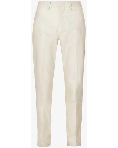 Tom Ford Compact Belt-loop Regular-fit Tapered-leg Cotton Chino Trousers - Natural