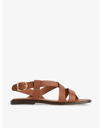 LK Bennett Telma-strap Flat Leather Sandals - Brown